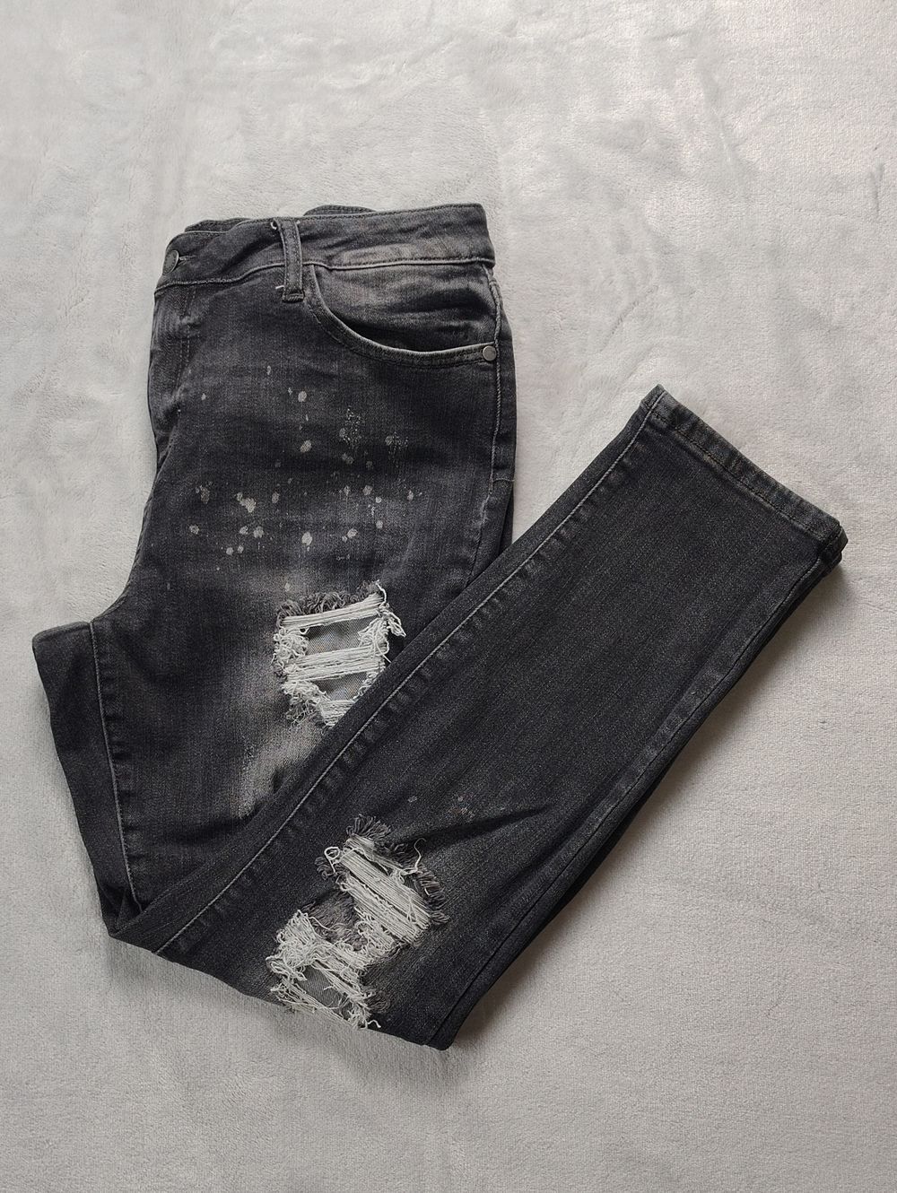 Judy Blue Black Denim Distressed Boyfriend Fit Jeans Size 15